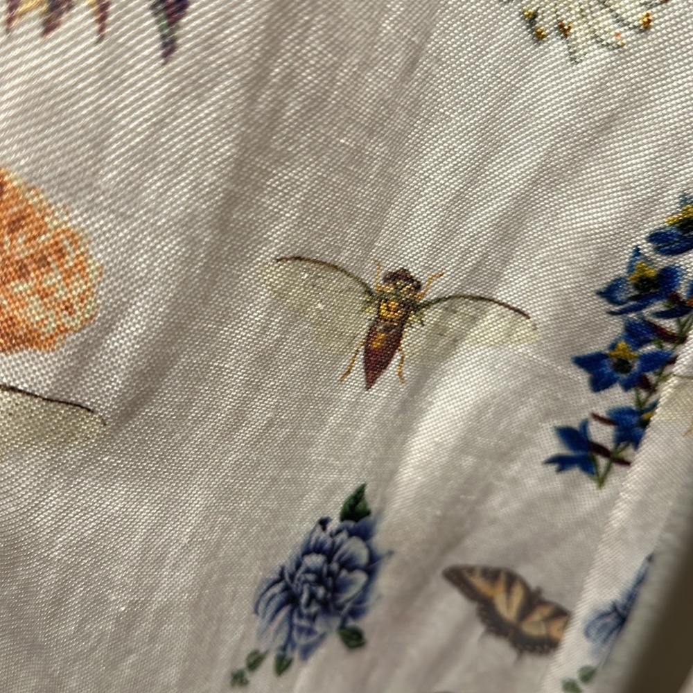 Camilla “Queens Bee Hive” Cream Linen Floral Print Wide-Leg Lounge Pants M - Picture 8 of 12